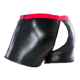 Open Crotch PU Leather Boxer Shorts